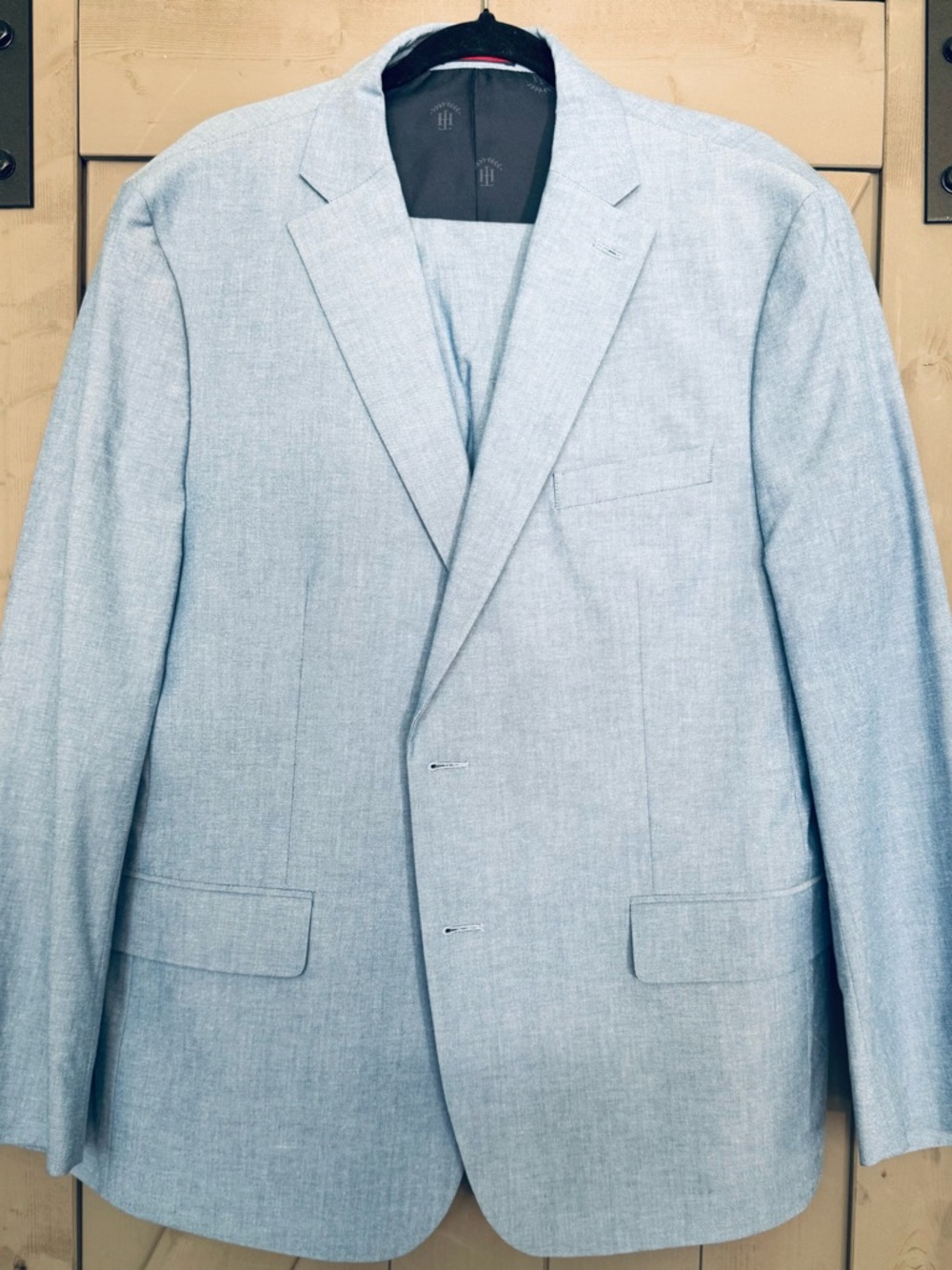 Tommy Hilfiger Men’s Light Blue Linen‑Blend Blazer – Size 46 (Pants 38x30)